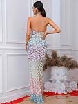Дълга златиста бутикова рокля Ниана със силует русалка-Copy