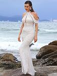 Официална дълга пайетена бална рокля Деана тип русалка с дълбоко V-образно деколте-Copy