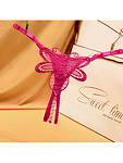 Еротични цикламени прашки без дъно Лусия с пеперуда отпред и перли отдолу