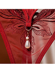 Еротични червени прашки без дъно Амелия с бродерия и перла отпред-Copy