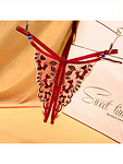 Еротични виненочервени прашки Даниела с отворено дъно с перли-Copy