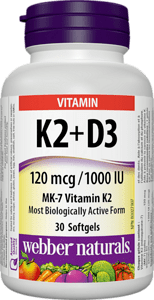 Vitamin K2 + D3/ Витамин К2  120 µg + D3 1000 IU, 30 софтгел капсули