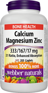 Calcium, Magnesium, Zinc Enhanced Absorption/ Калций, Магнезий, Цинк, 516 mg, 200 каплети