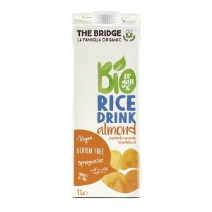 БИО Оризова Напитка (оризово мляко) с Бадеми, БЕЗ ГЛУТЕН, Без добавена захар - The Bridge - 250 мл./1 л.