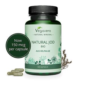 Vegavero, Natural Jod Bio Aus Kelpalge Натурален йод от био водорасли 180 капсули, 100% Vegan