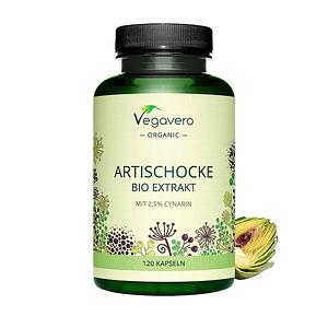 Vegavero, Artischocke Bio Extrakt БИО Артишок екстракт 120 капсули, 100% Vegan