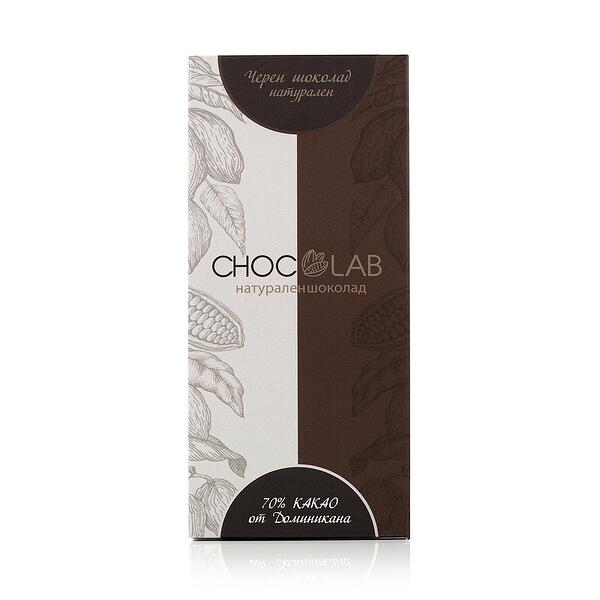 Chocolab Черен Веган Шоколад 70%, Доминикана - 80 гр. - цена 7.95 лв.