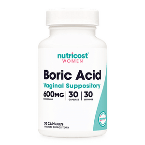 Nutricost, Boric Acid, Борна киселина 600 mg, 30 вагинални капсули