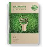 Тетрадка Black&White Eco Green Line Mix Картонени корици, спирала, рециклирана хартия, А4 80 л. с редове