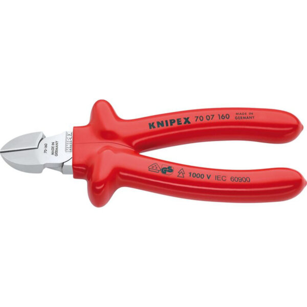 Клещи резачки Knipex VDE 1000 V, хромирани, 180 мм Клещи резачки Knipex VDE 1000 V, хромирани, 180 мм
