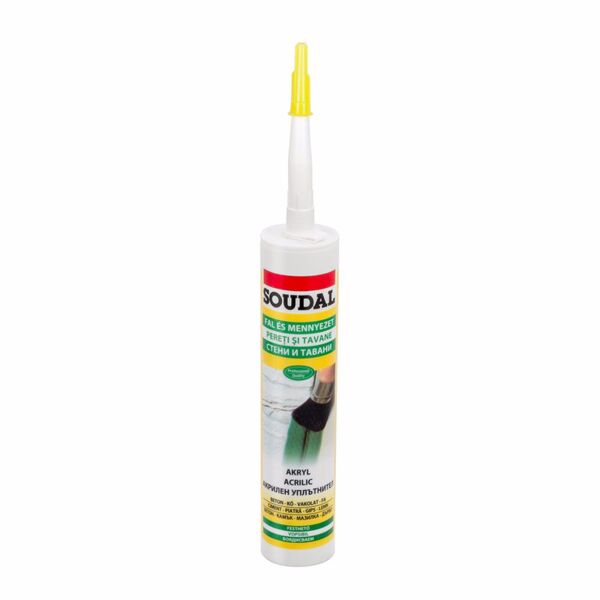 Акрилен уплътнител SOUDAL, 300 ml, бял Акрилен уплътнител SOUDAL, 300 ml, бял
