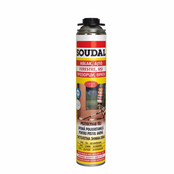 PU монтажна пяна SOUDAL, 750 ml, пистолетна, зимна PU монтажна пяна SOUDAL, 750 ml, пистолетна, зимна