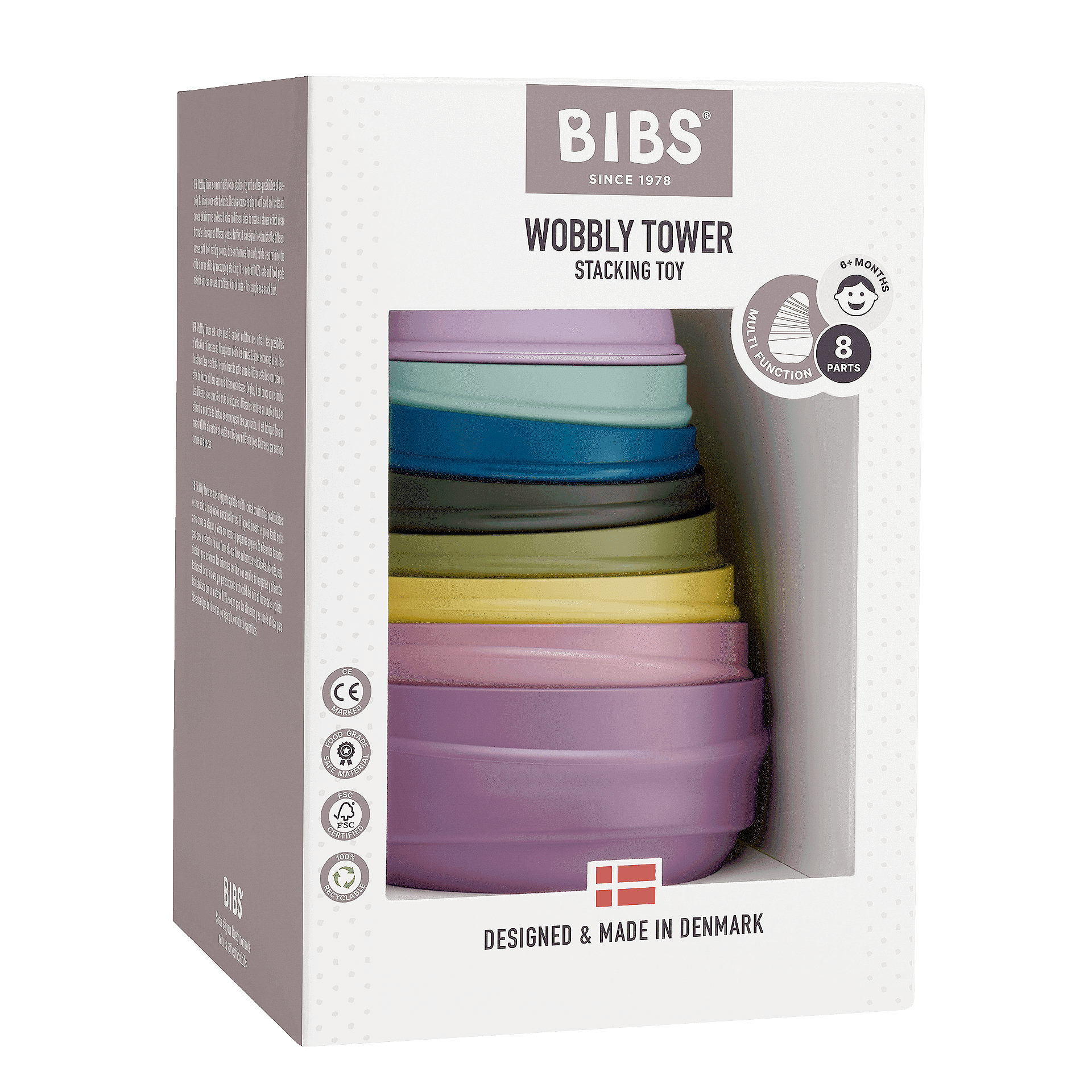 Кула за игра BIBS Wobbly Tower / Bright Rainbow