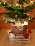 Винтидж Арт Дървена Кашпа за Коледна елха 50-35-25 см