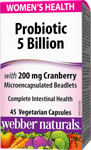 Пробиотик за жени 5 щама, 5 млрд. активни пробиотици + Червена боровинка х 45 капсули