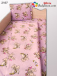 Бебешки спален комплект ранфорс Зайчета и мечета -лилав