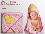 Хавлиена кърпа за бебе с качулка в светло розово