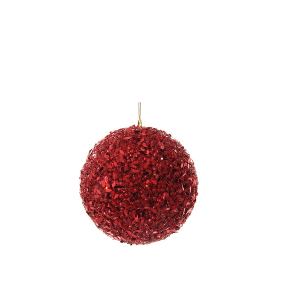 КОЛЕДНА СТЪКЛ ТОПКА Shishi BEAD SEQUIN BALL RED 10 CM КОЛЕДНА СТЪКЛ ТОПКА Shishi BEAD SEQUIN BALL RED 10 CM