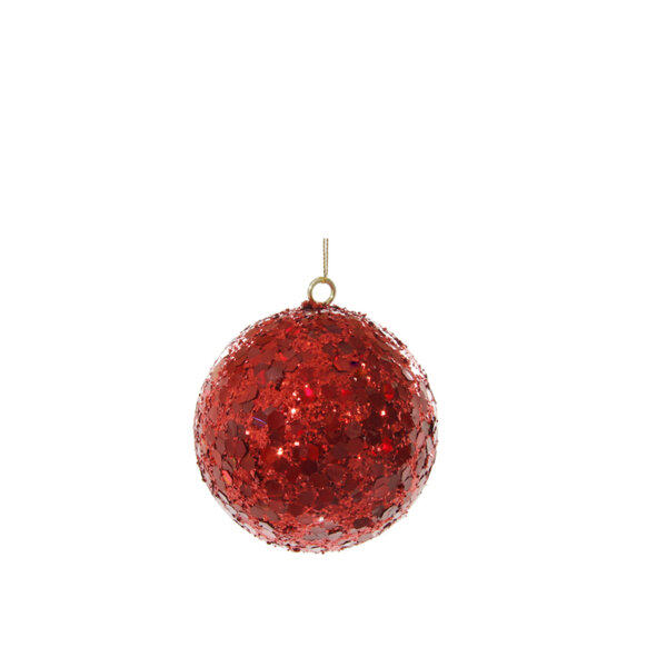 КОЛЕДНА СТЪКЛЕНА ТОПКА Shishi GLITTE SEQUIN BALL RED 10 CM КОЛЕДНА СТЪКЛЕНА ТОПКА Shishi GLITTE SEQUIN BALL RED 10 CM