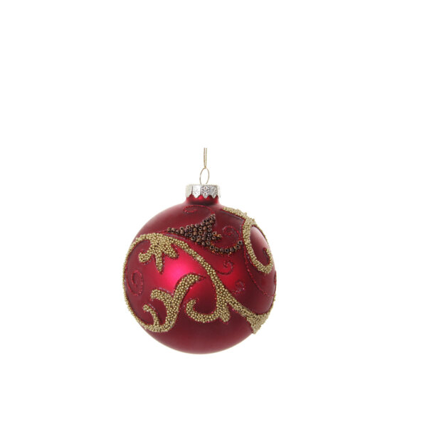КОЛЕДНА СТЪКЛЕНА ТОПКА Shishi RED MAT GOLD DECO BALL 8 CM КОЛЕДНА СТЪКЛЕНА ТОПКА Shishi RED MAT GOLD DECO BALL 8 CM
